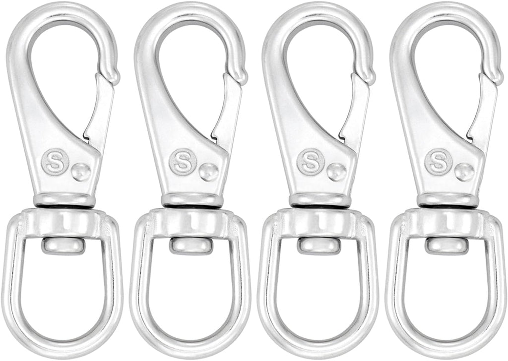 SHONAN 3.5 Inch Stainless Steel Flag Clips for Flagpole Rope- 4 Pack Diving Clips Flag Pole Clips, Swivel Snap Hooks for Dog leashes, Keychains, Boat Ropes, Bird Feeders