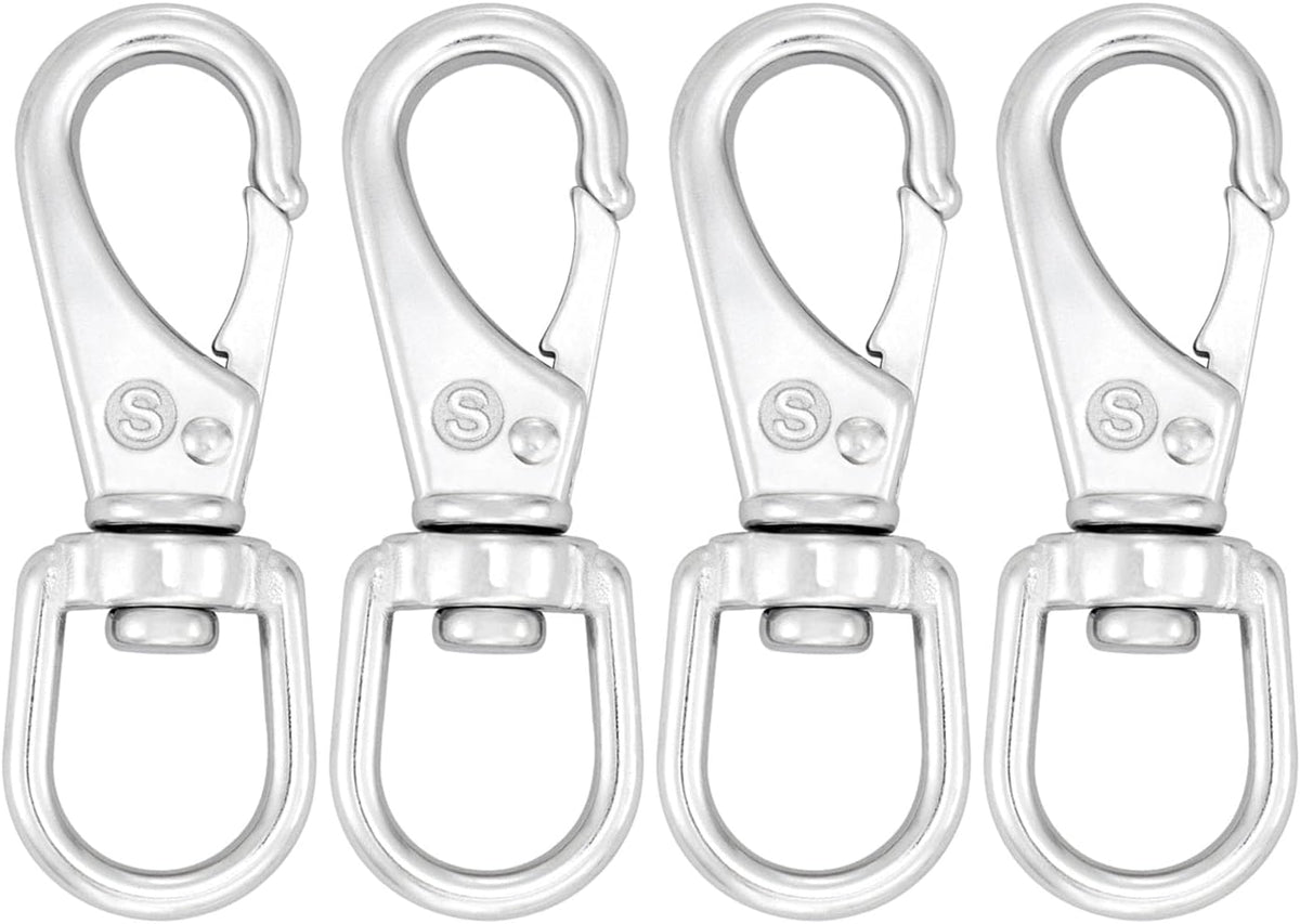 SHONAN 3.5 Inch Stainless Steel Flag Clips for Flagpole Rope- 4 Pack Diving Clips Flag Pole Clips, Swivel Snap Hooks for Dog leashes, Keychains, Boat Ropes, Bird Feeders