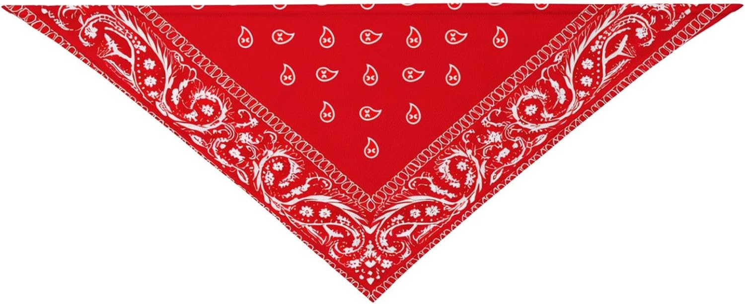Red Paisley Dog Bandana Scarf Triangle Bibs Pet Accessories Cat Kerchief One Size