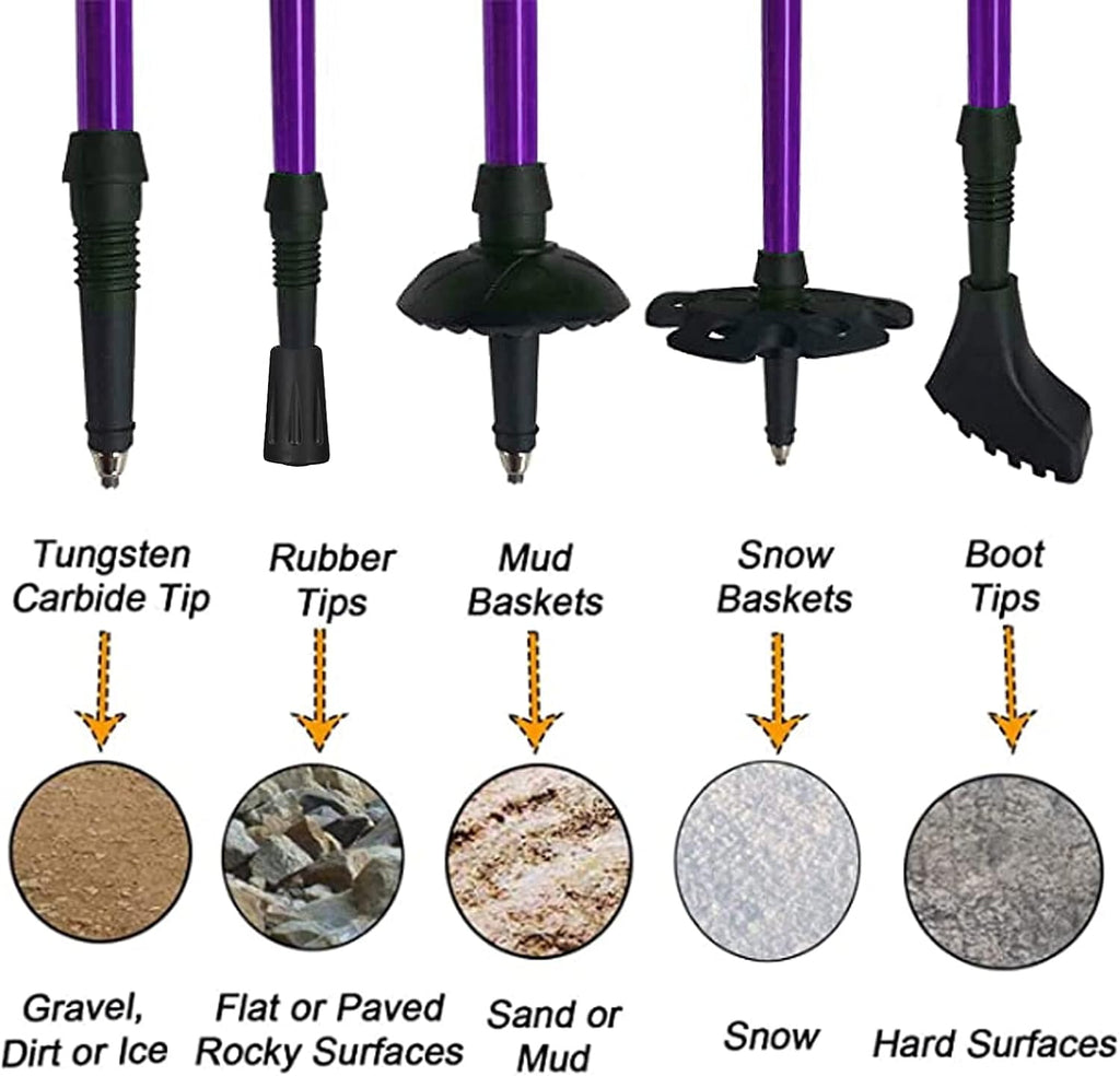 Aihoye Trekking Poles,Adjustable Shock Absorbing Hiking Walking Stick-2Pcs