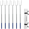 RAOMEIDE 32" Heavy Duty Hot Dog Roasting Sticks for Campfire, Smores Sticks for Fire Pit Long, Marshmallows Skewers (6 Pack)