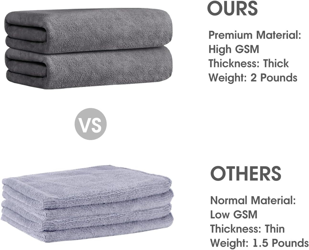 JML Microfiber Bath Towel with Hanging Loop, 2 Pack, 30" x 60", Grey