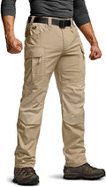 CQR Men's Flex Stretch Tactical Pants, Water Resistant Ripstop Cargo Pants, Lightweight EDC Outdoor Work Hiking Pants