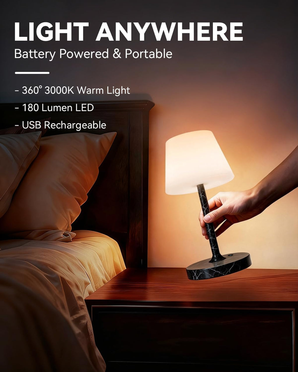 SAIWEYA Outdoor Waterproof Shower Lamp, 5200mAh Rechargeable Bathroom Lamp