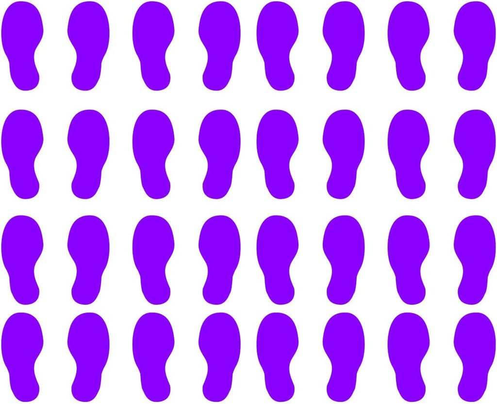 VWAQ Shoe Print Footprint Vinyl Decals - Peel and Stick Floor or Wall Stickers - 32 PCS (Purple)
