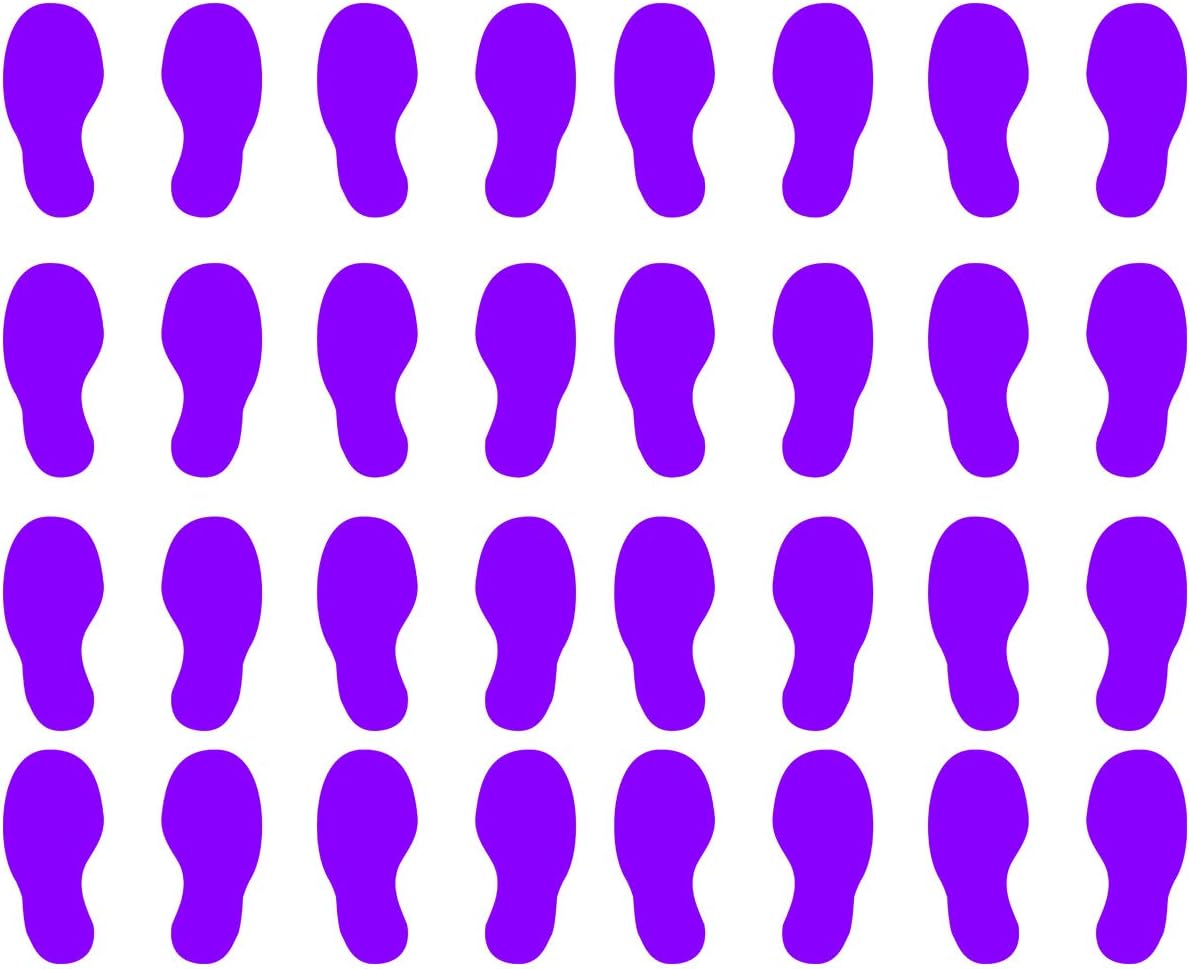 VWAQ Shoe Print Footprint Vinyl Decals - Peel and Stick Floor or Wall Stickers - 32 PCS (Purple)