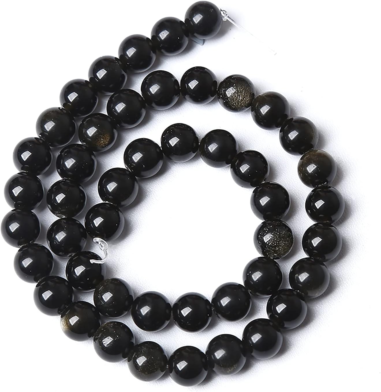 6MM 60PCS Natural Stone Golden Obsidian Loose Spacer Beads for Jewelry Making DIY Bracelet