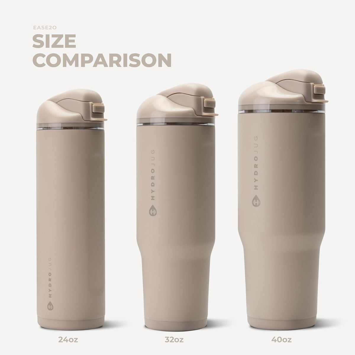 HydroJug Ease2o 32oz Insulated Water Bottle, Straw & Chug Lid, Dune