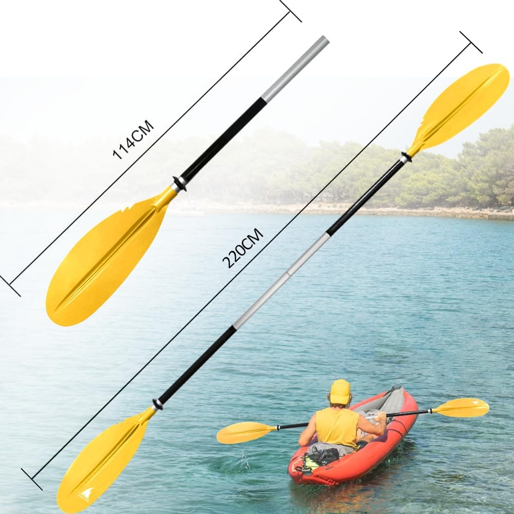 Karltion Kayak Paddle - Adjustable 2 Pieces Aluminum Alloy Shaft with Glass Fiber Blade for Surfing,Oar Fishing Easy Packable Travel