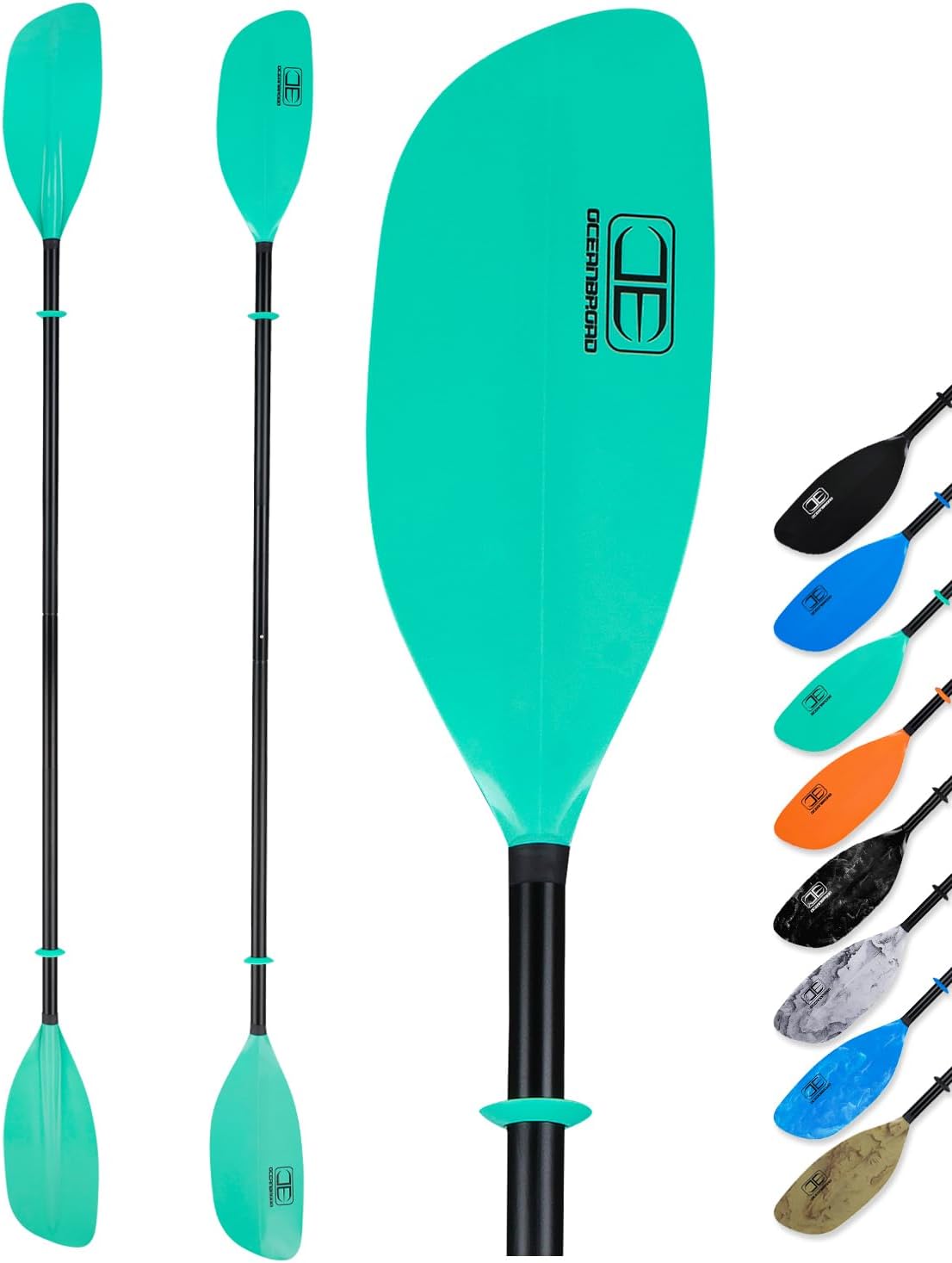OCEANBROAD Kayak Paddle 86in/218cm, 90.5in/230cm Alloy Shaft 2-Piece Floatable Kayak Oar for Kayaking Canoeing Boating