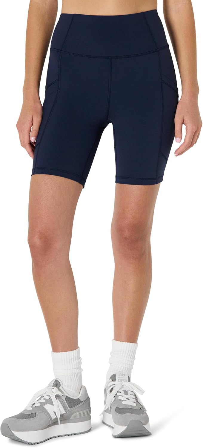 Amazon Essentials Women's Active Total Train High Waist 7" Gym Workout Biker Shorts with Pockets