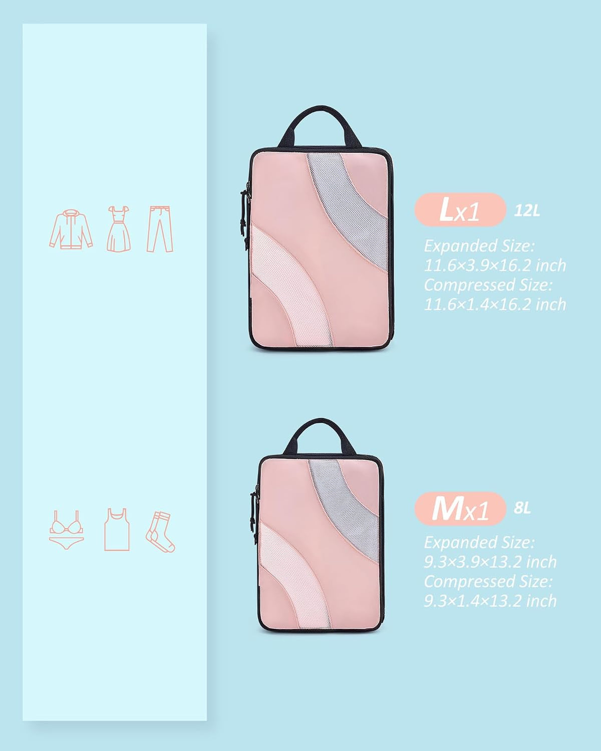 BAGSMART Compression Packing Cubes for Travel