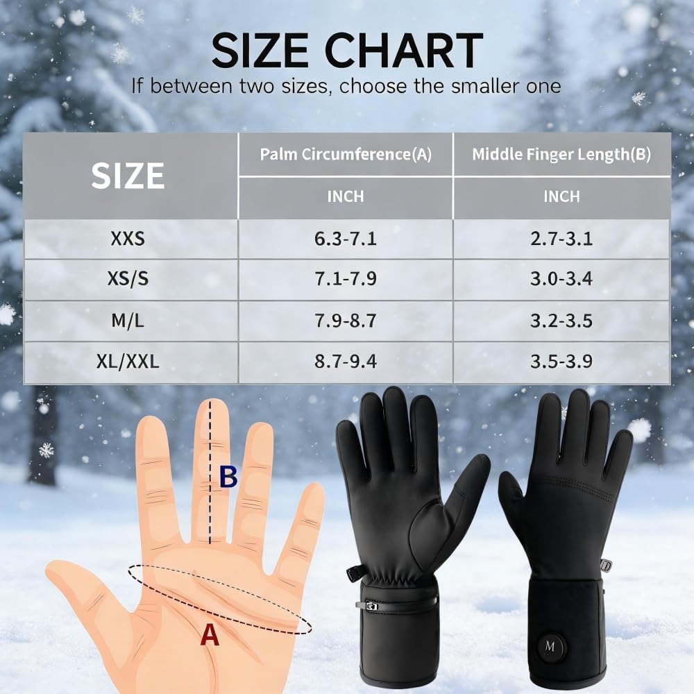 Rechargeable Heated Glove Liners Men Women, Thin Warm Winter Ski Liners(XL/XXL)