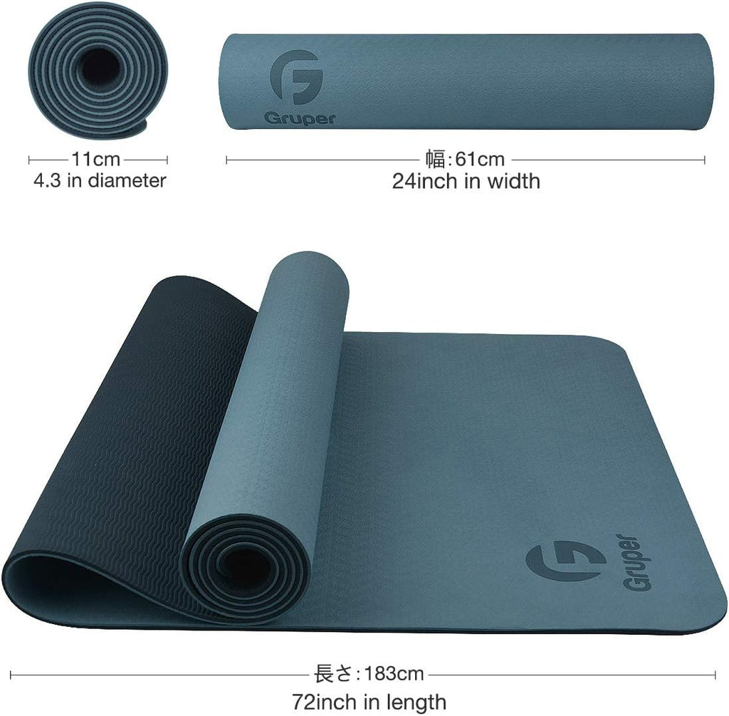 Gruper Yoga Mat Non Slip, Eco Friendly Exercise Mat with Carrying Strap