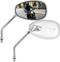Universal Motorcycle Mirrors - M10 Chrome Oval Handlebar Rearview Mirrors Compatible with Honda Shadow MSX125 Kawasaki Vulcan Z900 Suzuki SV650 Volusia