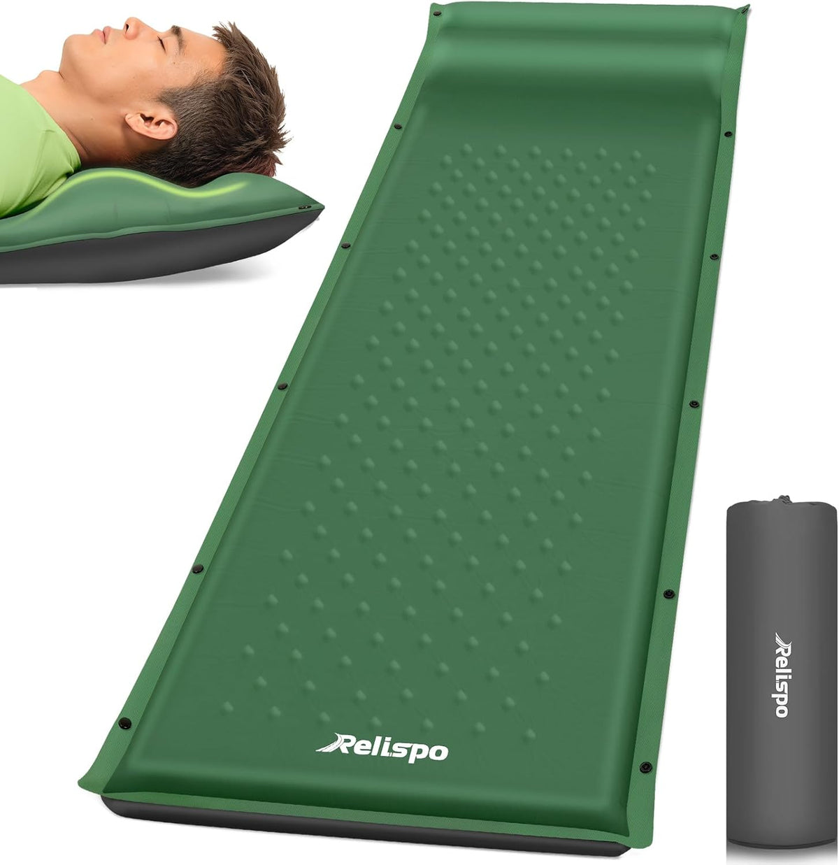 Self-Inflating Sleeping Pad with Built-in Pillow, 8R-Value 4 Season