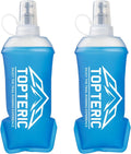 Collapsible Soft Flask Water Bottle, TPU Soft Folding Flexible Water Bottles for Hydration Pack/Running Vest, BPA/PVC Free, Ideal for Running Hiking Cycling Climbing (250ml-2 Pack)