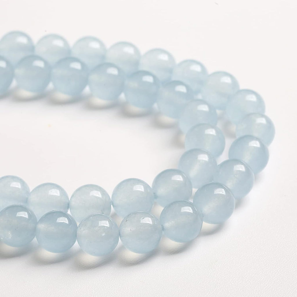 12MM 32PCS Natural Stone Light Blue Chalcedony Loose Beads for Jewelry Making DIY Bracelet Necklace
