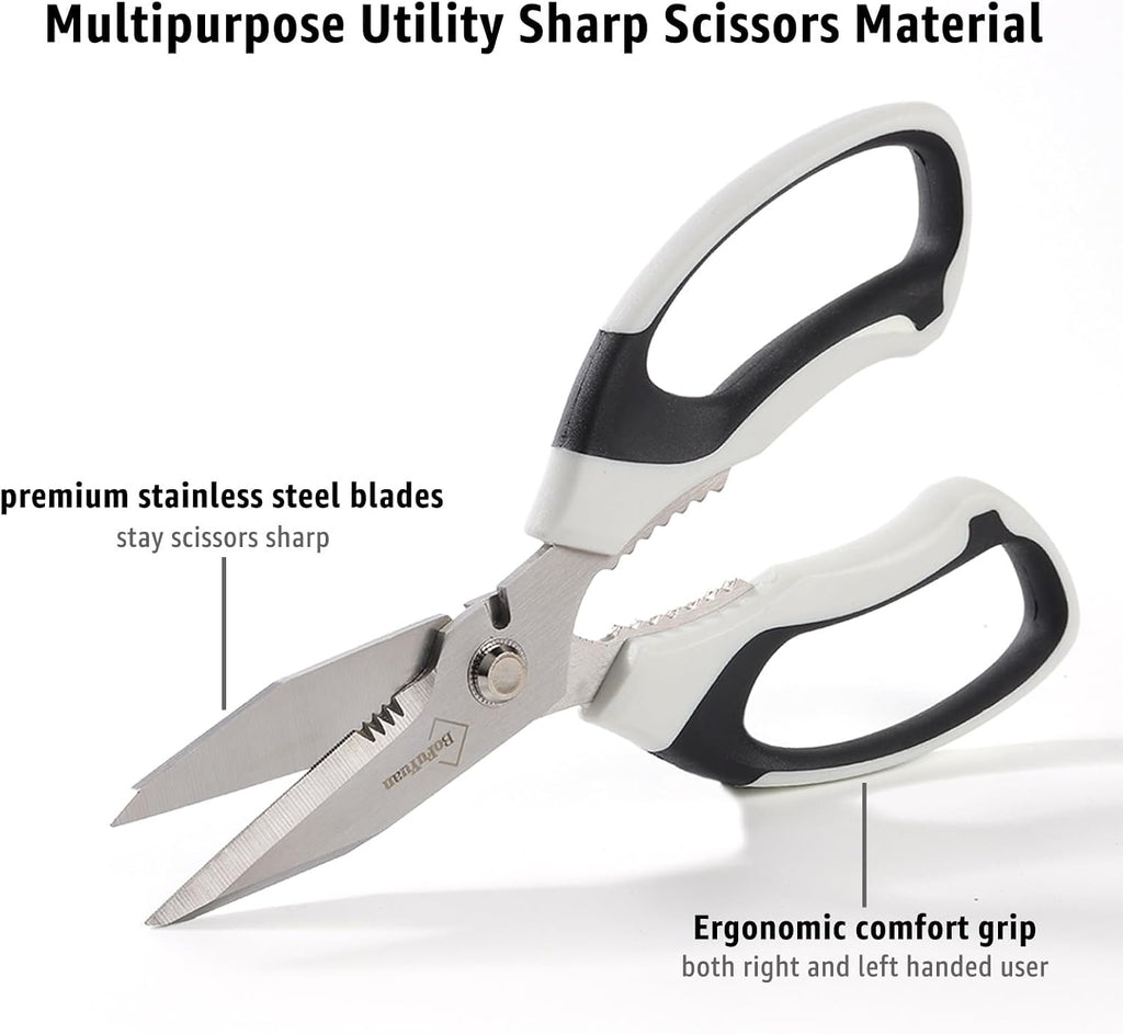 BoFuYuan Utility Scissors All Purpose heavy duty 8-Inch White