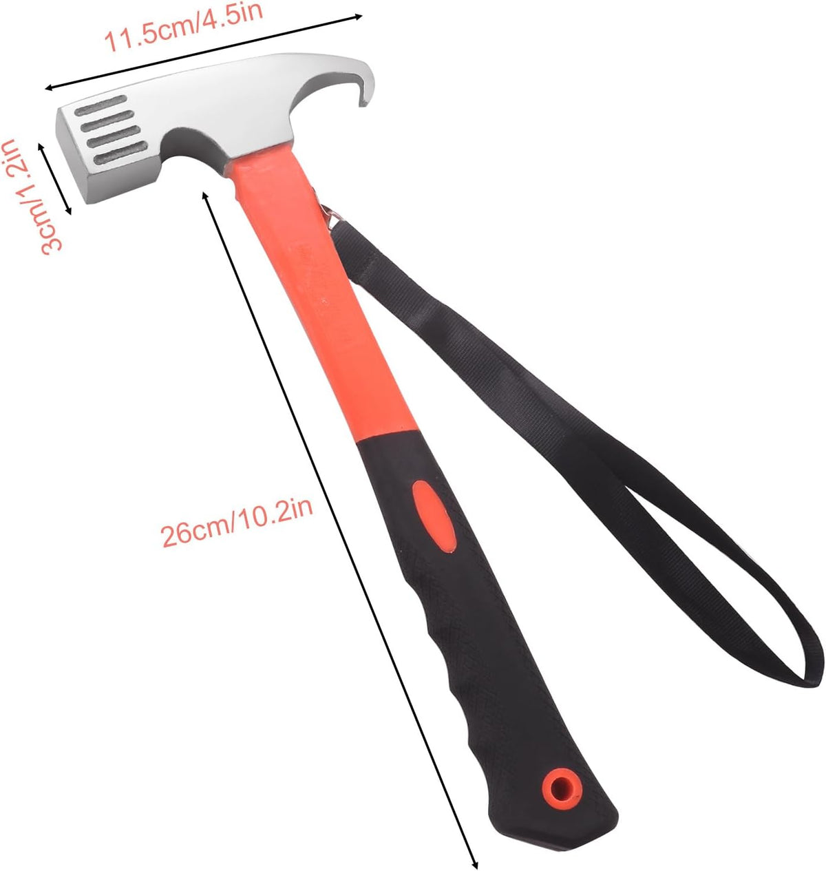 1 lb Tent Stake Hammer with Stake Puller, Steel Camping Mallet