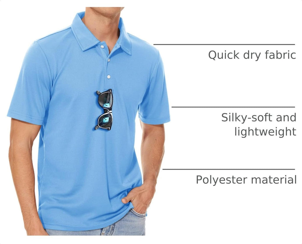 MAGCOMSEN Men's Polo Shirts 3 Buttons Casual Work T Shirts Quick Dry Short Sleeve Golf Shirt Pique Jersey Outdoor Performance