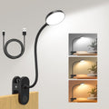 Rechargeable Clip on Light for Bed, 61 LED Cordless Reading Lamp with 3 Color Modes & 10 Brightness Levels, Portable and Flexible Book Light Clamp on Office Desk Bunk Bed Dorm Headboard (Black/3.5'')