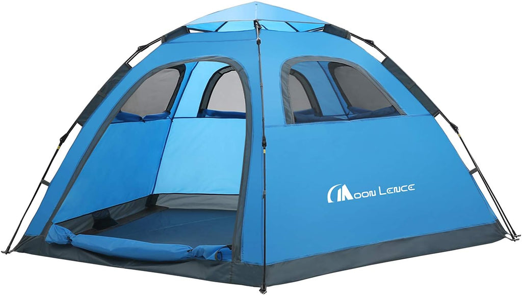 MOON LENCE Pop Up Camping Tent, 3-4 Person Automatic Instant Tent Portable Windproof for Backyard, Car Camping, Family Trips