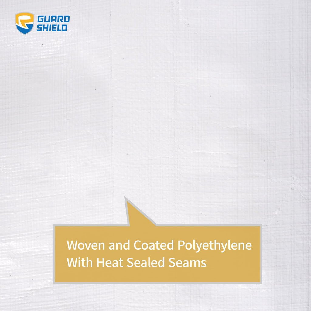 GUARD SHIELD White Tarp Heavy Duty Waterproof Plus+ 12x20 FT Large 12 mil