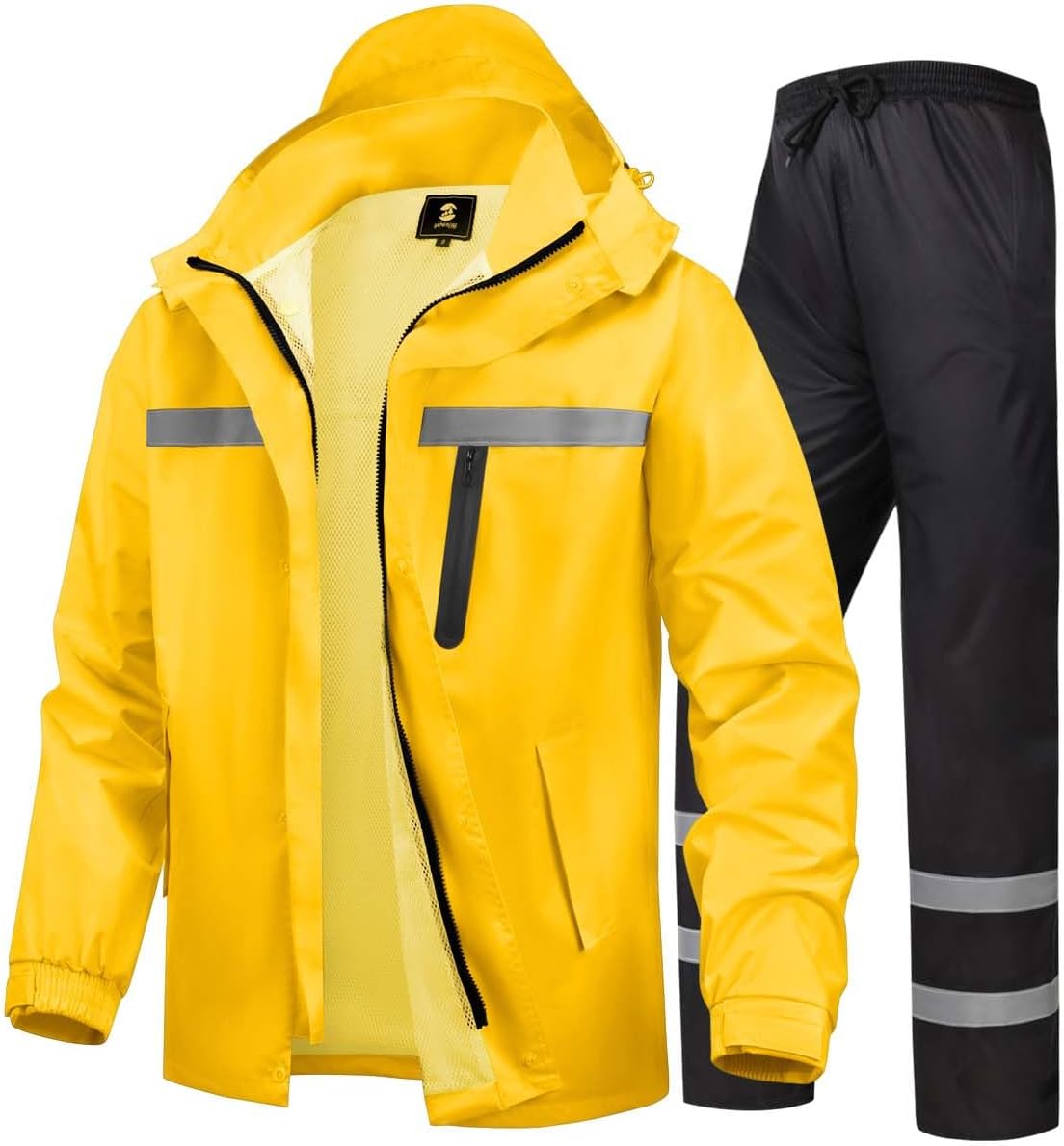 Men's Rain Suit High Visibility Reflective Work Rain Jacket Pants for All Sport Farm Fishing Motorcycle