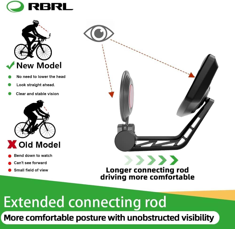 RBRL Bike Mirror Bar End Bike Mirror, Rotatable Bicycle Mirror, Automotive Grade Glass Bike Side Mirrors, Scratch Resistant E-Bike Universal Rearview Mirrors for Mountain bike (Right)