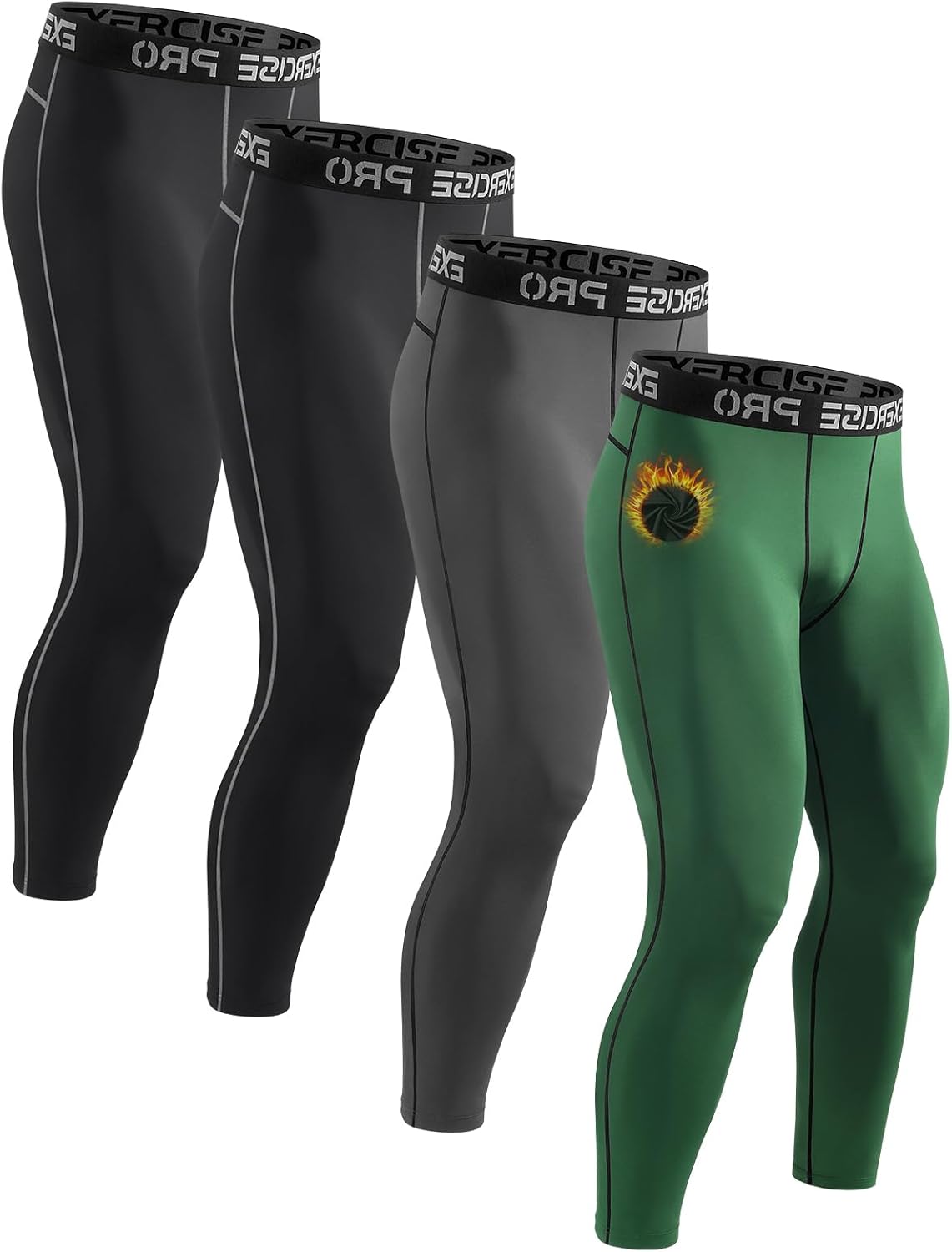 4 Pack Thermal Underwear Long Johns Fleece Base Layer Bottoms Thermal Leggings for Men Compression Pants