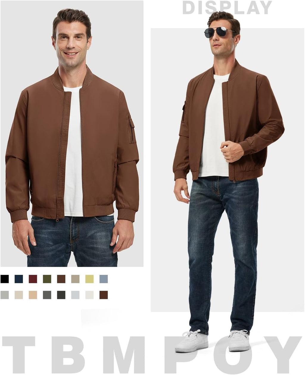 TBMPOY Men's Lightweight Jackets Casual Dress Golf Bomber Windbreaker Fall