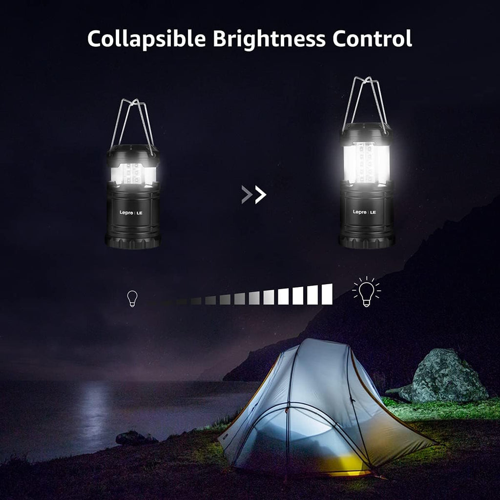 Lepro LED Camping Lanterns Battery Powered, Collapsible, IPX4 Water Resistant, Outdoor Portable Lights for Emergency, Hurricane, Storms and Outages