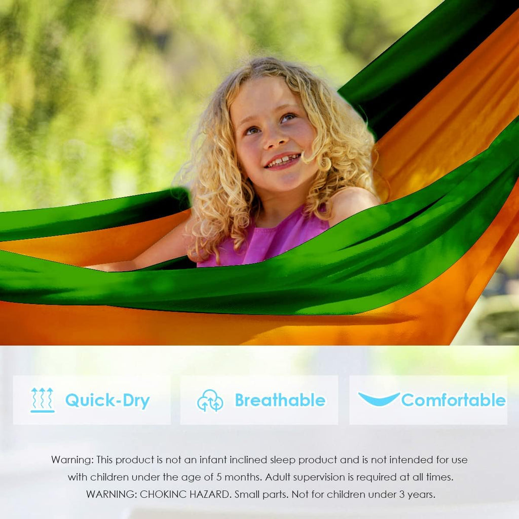 Grassman Kids Small Hammock for Camping Portable Hammock for Child Girls Boys Ultralight Backpack Mini Hammocks with Straps Orange