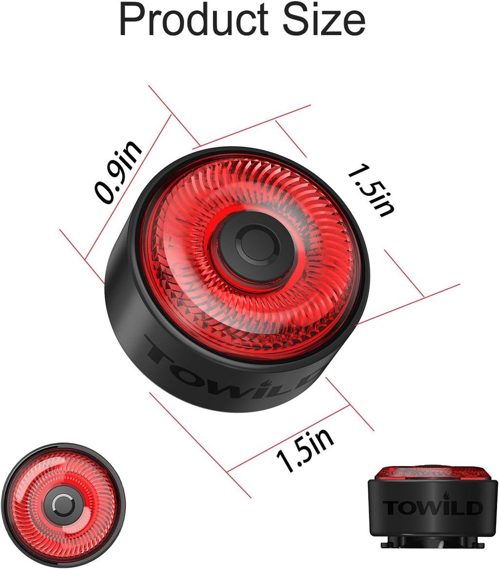 TOWILD TL03 Bike Tail Light Smart Brake Sensing Bike Rear Lights,Type-C Cable Waterproof Bicycle Back Lights Led Rechargeable Auto On/Off Flash Strobe Safety Red Taillight for Road Cycling Commuting
