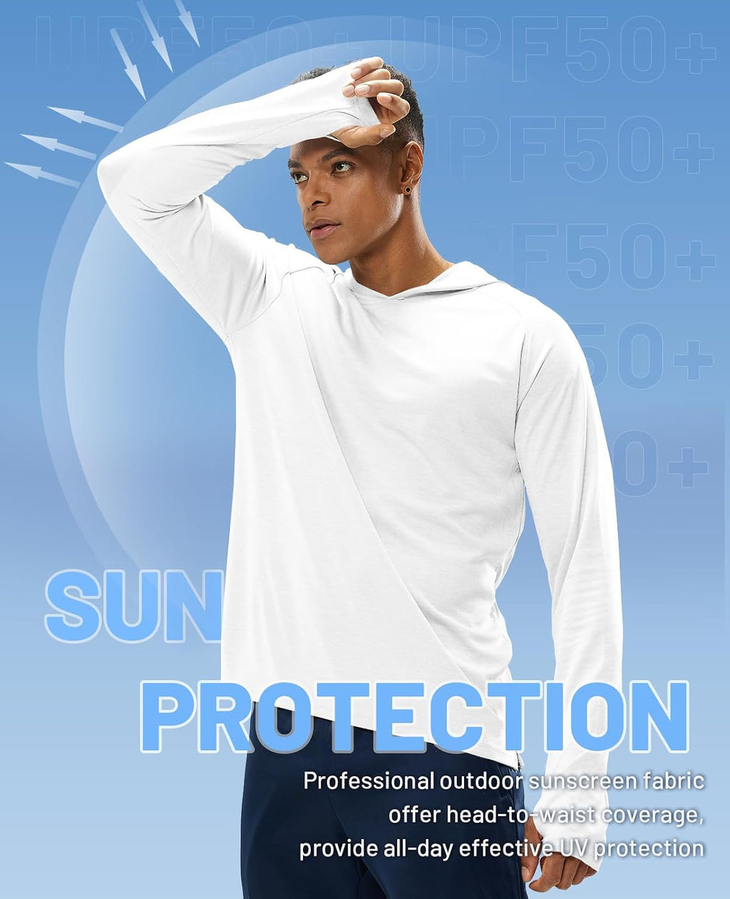 MIER Men's UPF 50+ Sun Hoodie Quick Dry Long Sleeve Shirts, Lightweight