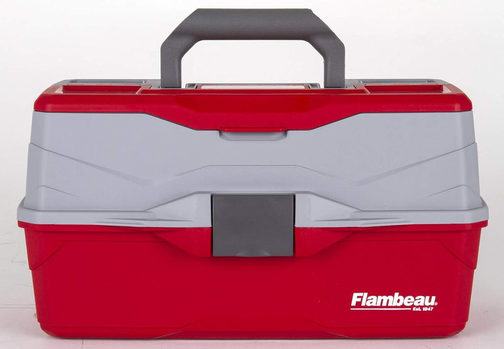 Flambeau Outdoors 6383 3-Tray Tackle Box, 32 Compartments, Red and Gray