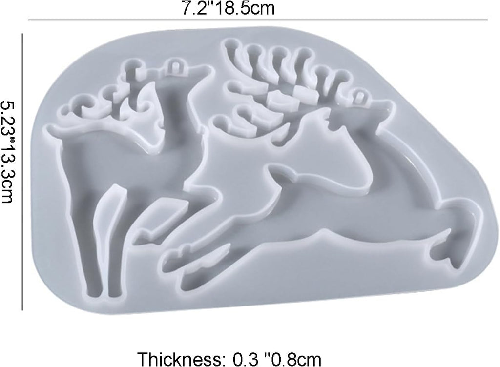 2 Pieces Deer Christmas Resin Molds Silicone, 4 Cavities Large Elk Christmas Ornament Silicone Molds for Family Christmas Tree Decorations, Gifts, Resin Art Craft, Keychains