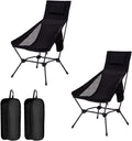 2 Pack High Back Camping Chair, 2-in-1 Height Adjustable, Heavy Duty