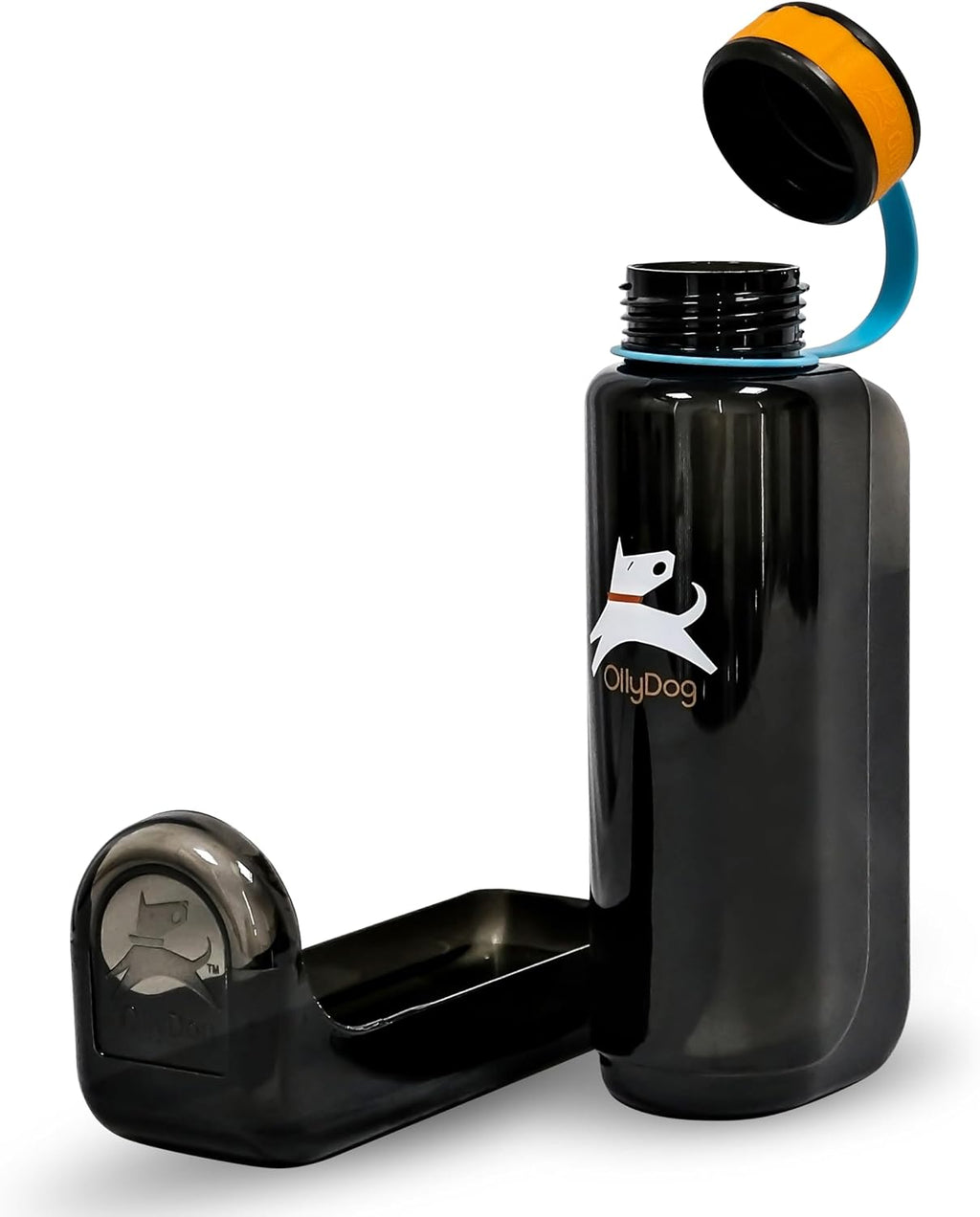 OllyDog OllyBottle Tritan Water Bottle with Detachable Dog Bowl | BPA Free Leakproof | 20oz | Share Water with Your Dog | Hiking Travel Camping (600ML, Hot Pink)