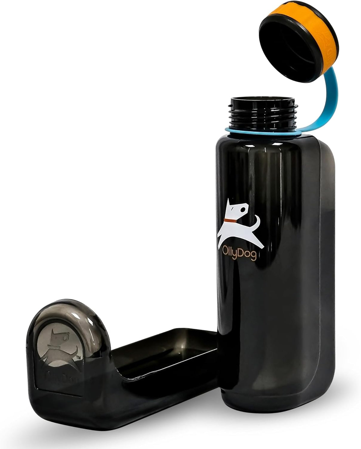 OllyDog OllyBottle Tritan Water Bottle with Detachable Dog Bowl | BPA Free Leakproof | 20oz | Share Water with Your Dog | Hiking Travel Camping (600ML, Aqua Blue)