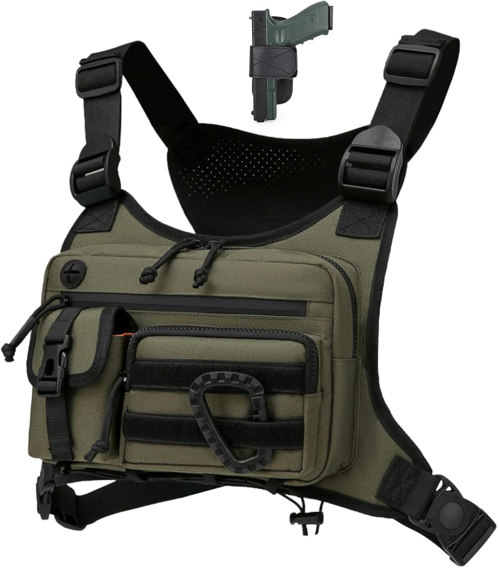 Muserise Outdoor Chest Bag For Men and Women, Tactical Vest For Running, Cycling, EDC Chest Pack Rig For Sports and Workouts