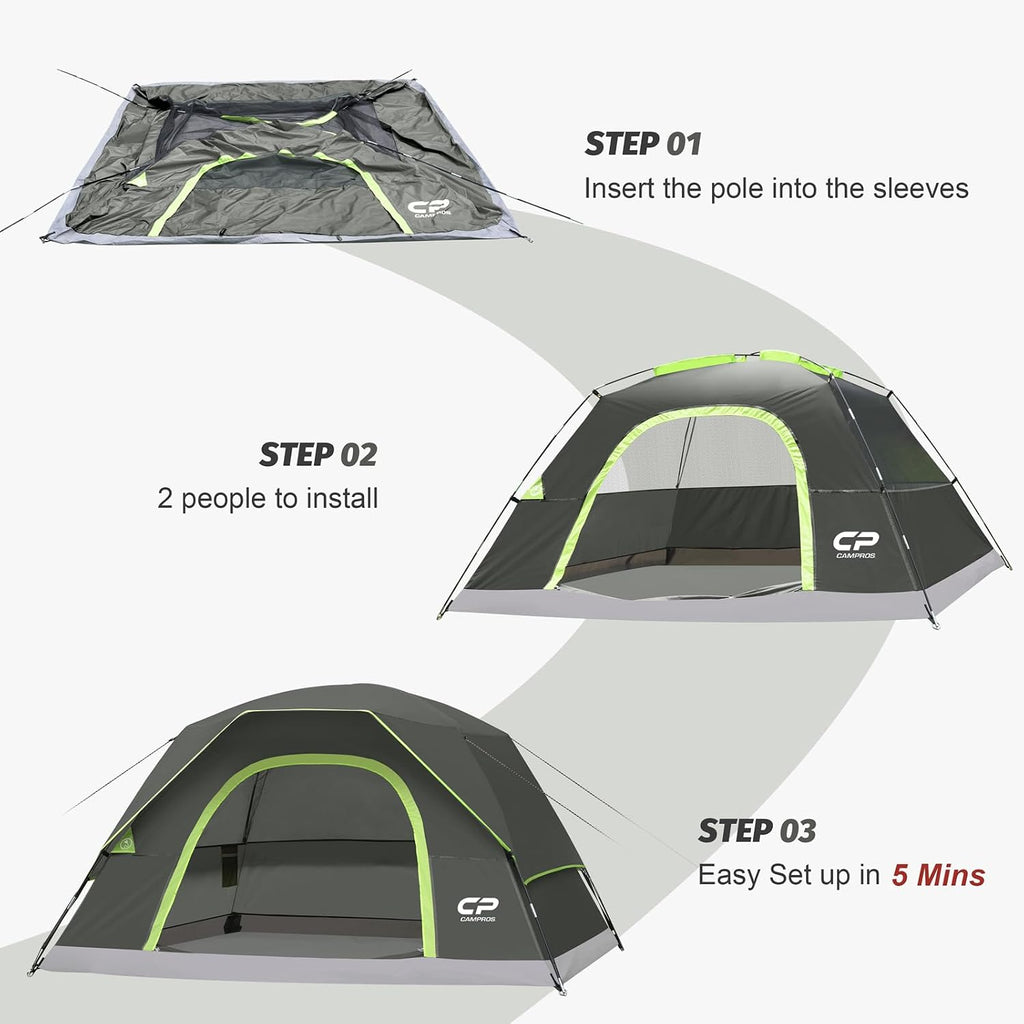 CAMPROS CP Tents for Camping 2/4/6 Person, Waterproof Windproof Dome Tent
