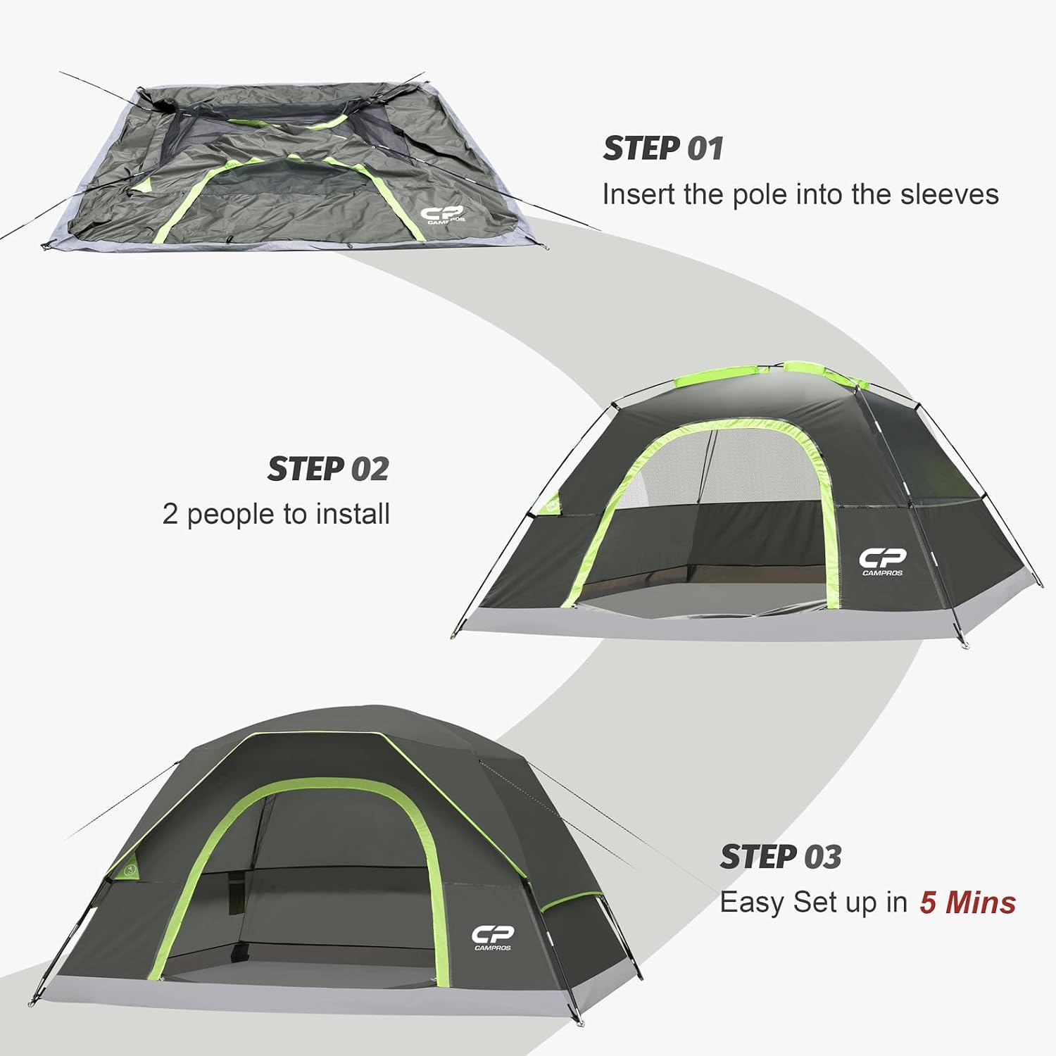 CAMPROS CP Tents for Camping 2/4/6 Person, Waterproof Windproof Dome Tent