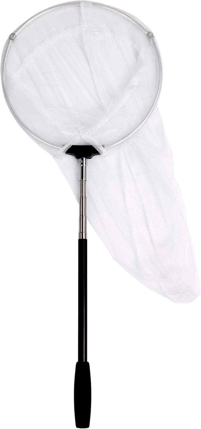 RESTCLOUD Insect and Butterfly Net with 12" Ring, 24" Net Depth, Handle Extends to 59 Inches