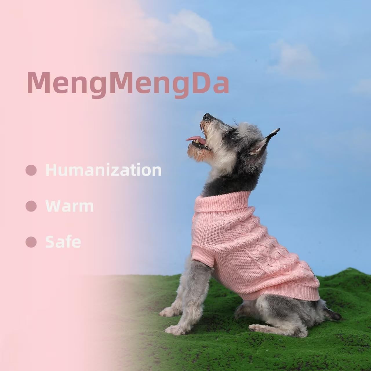 Small Dog Sweaters, Soft Knit Cold Weather Turtleneck Dog Clothes, Lightweight Warm Puppy Sweater for Chihuahua, Dachshund, Shih Tzu, Yorkie (Pink, M)