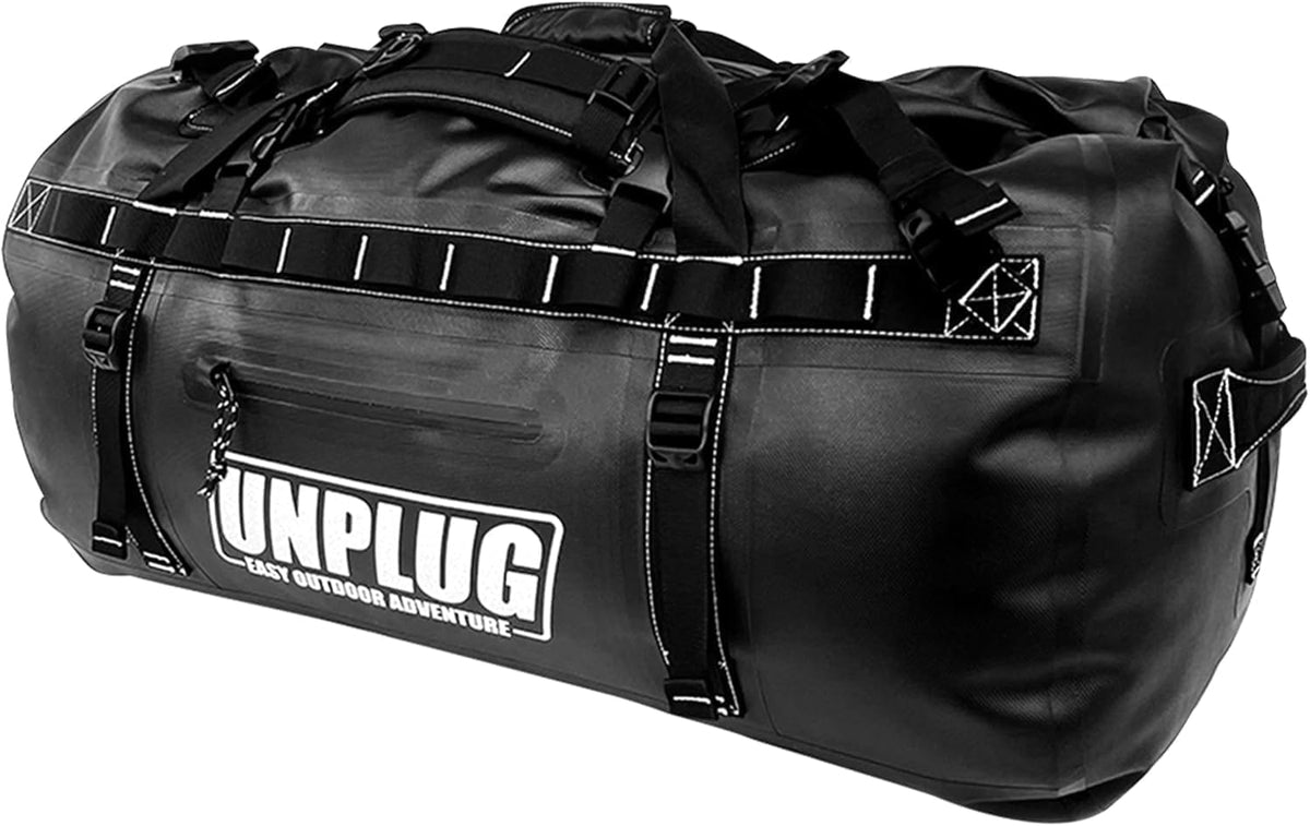 UNPLUG Ultimate Adventure | 1680D Heavy Duty Waterproof Bag | Large Travel Bag which can be Used for Camping, Motorcycling, Boating, or Hunting| 65L BLACKOPS