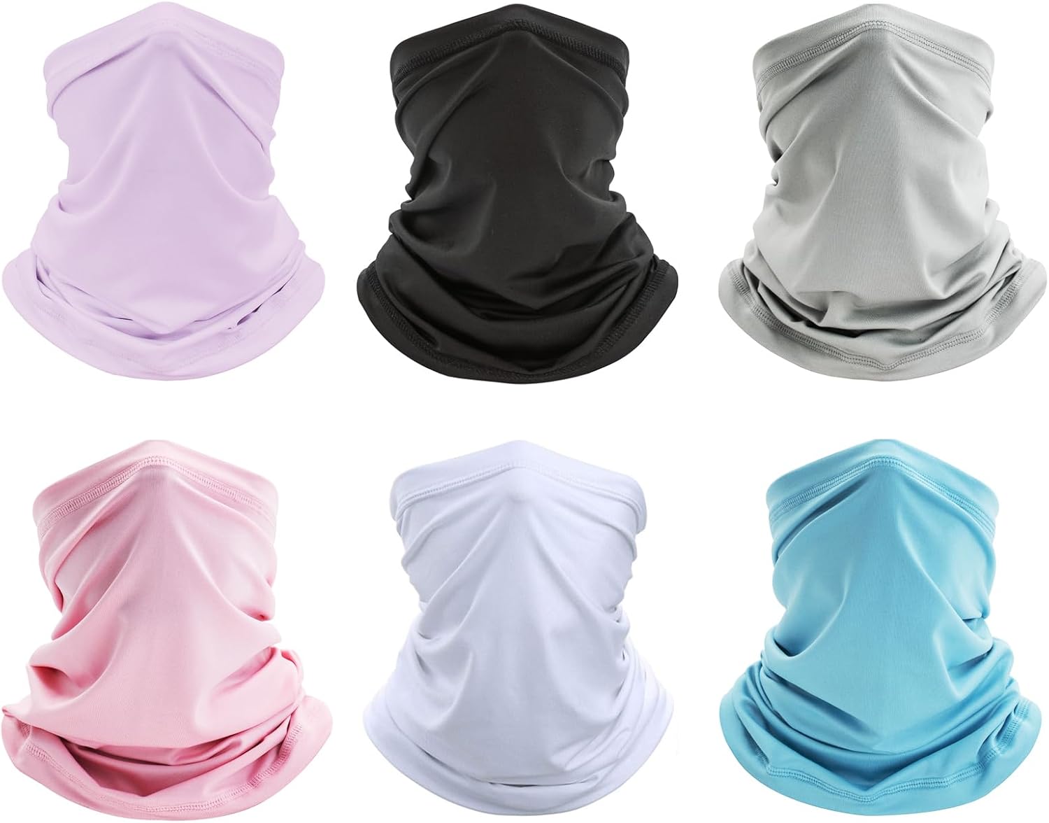Neck Gaiter Face Mask: 6 Pack Cooling UV Sun Protection Bandana