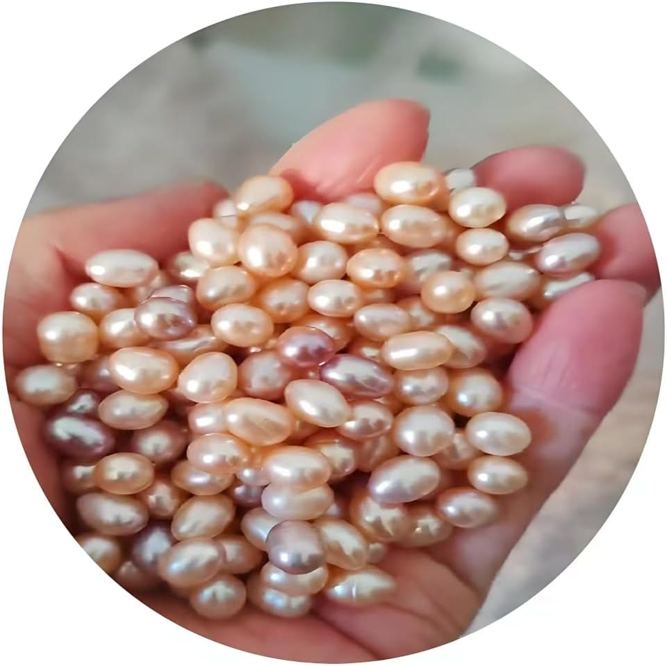 50 Pcs Real Pearls for Jewelry Making AAA 7-8 mm Non-Porous Natural Pearls Beads Oval Bead Loose Gemstone Bead Crafts Gift for Mother's Day.,DIY Gifts.