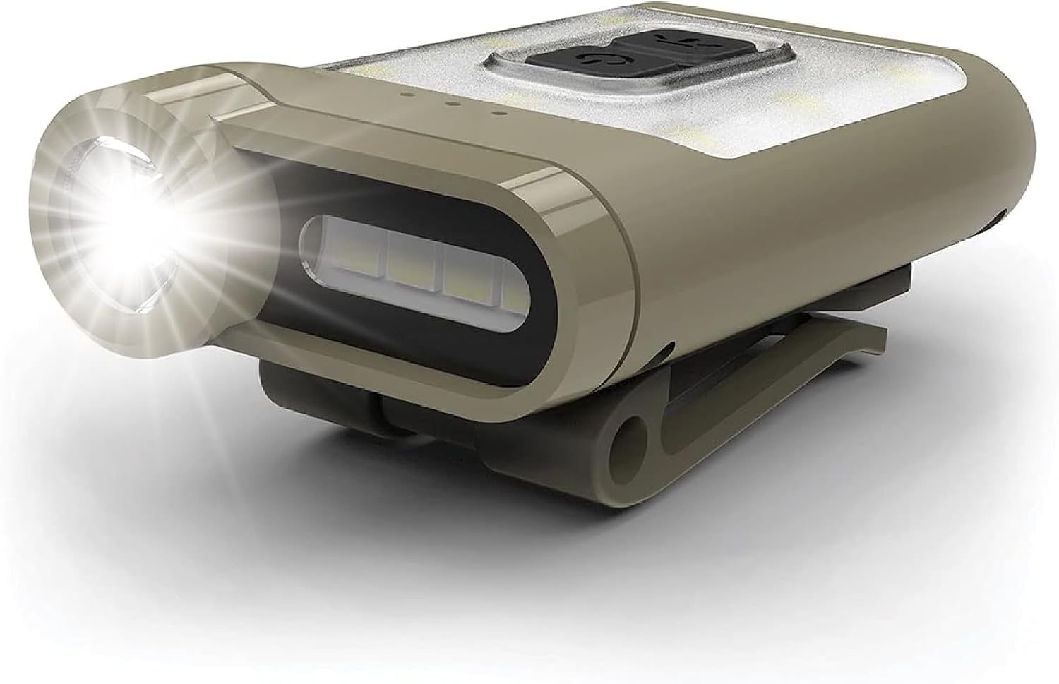 Claymore Capon 65A+ Tan Ultra-Light Clip-On Cap Light – USB-C Rechargeable 230LM LED Compact Headlamp | 3 Modes IP54 Water-Resistant Up to 19 Hrs Runtime for Camping, Running, Outdoor